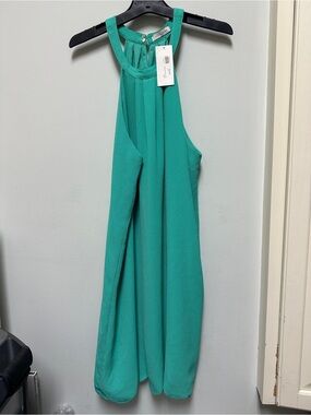 Lida Kate Sleeveless Teal Halter Dress